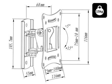 BLOW nastaviteľný držiak pre LCD TV HQ 10"-32" TYP X